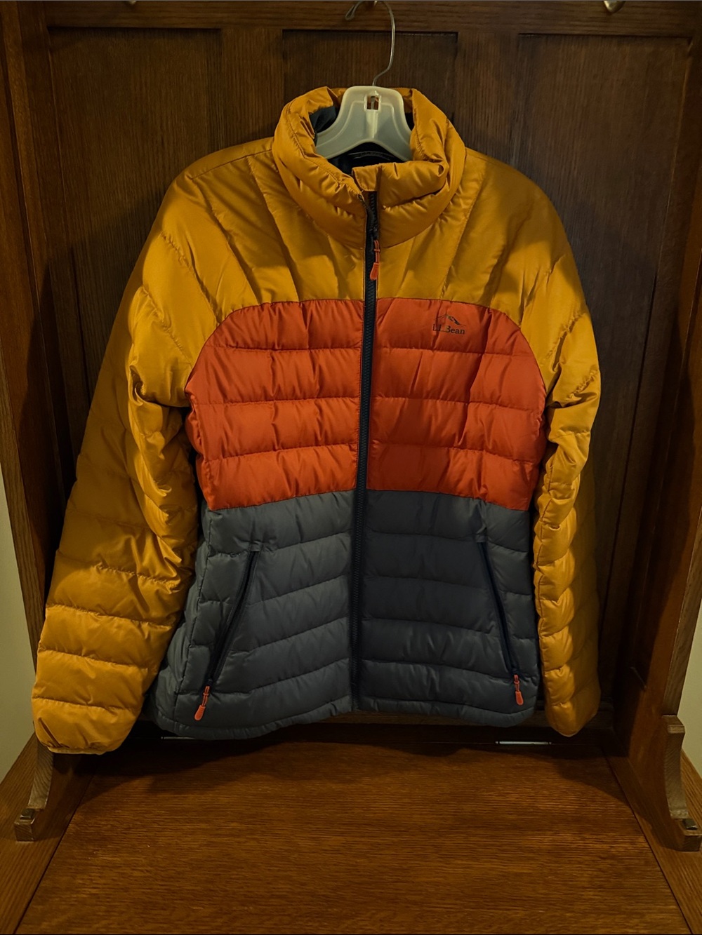 Women’s Colorblock Puffer Jacket - mustard/burnt orange/navy